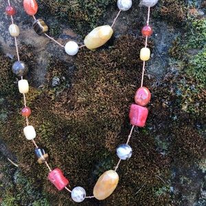 Long stone bead necklace
